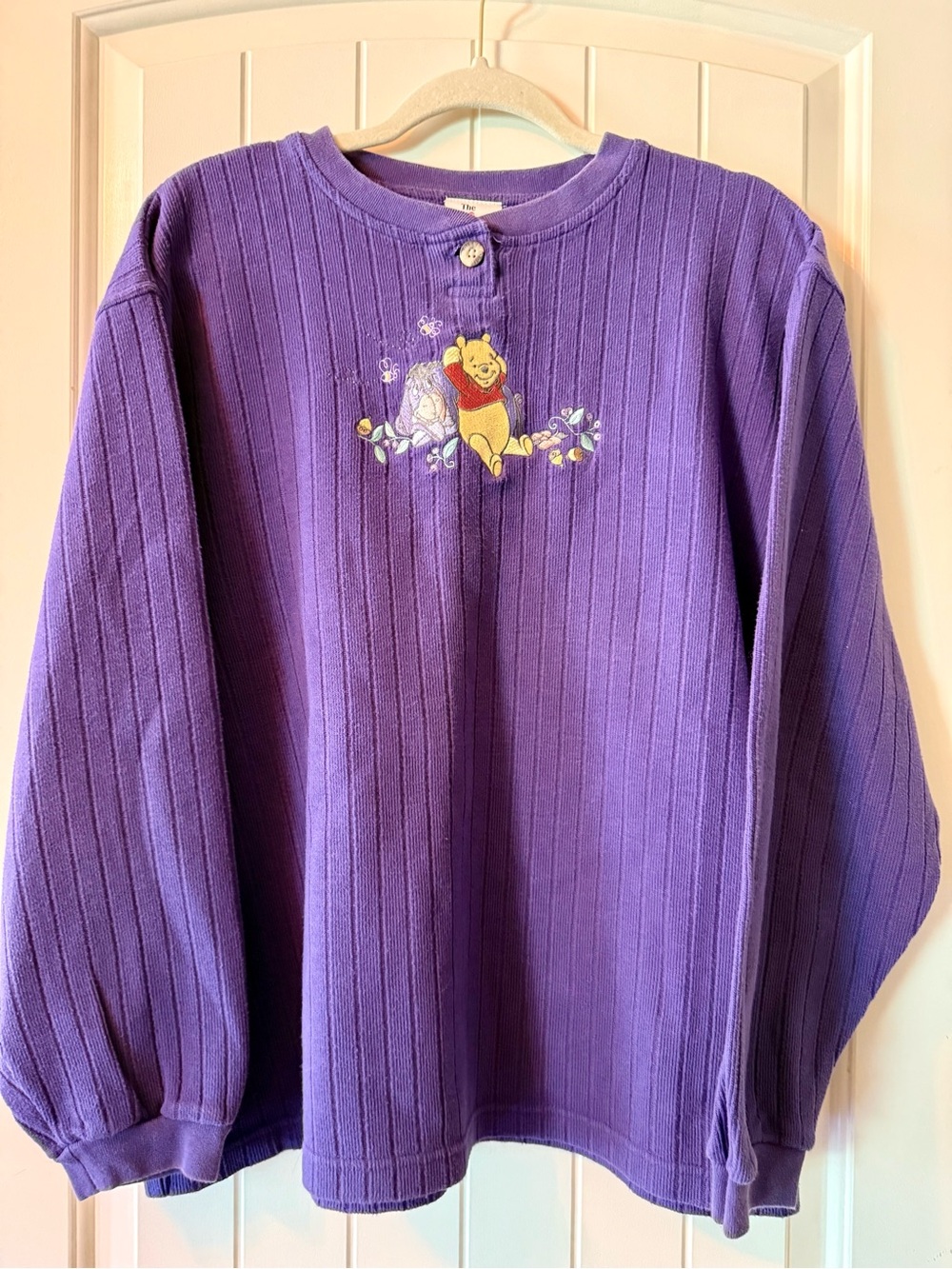 Vintage Disney Purple Winnie the Pooh Ribbed Long Sleeve Top cotton